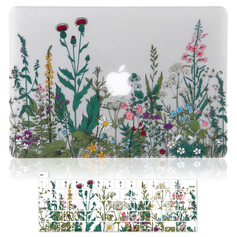 iDonzon Case for MacBook Pro 16 inch (A2141, 2020 2019 Release), 3D Effect Matte Clear See Through Hard Cover & Keyboard Cover Compatible Mac Pro 16 inch with Touch Bar and Touch ID - Garden Flower - Image 1